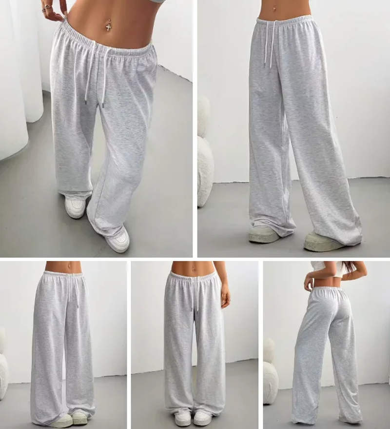 The Prema wide-leg sweatpants shown from front, side and back